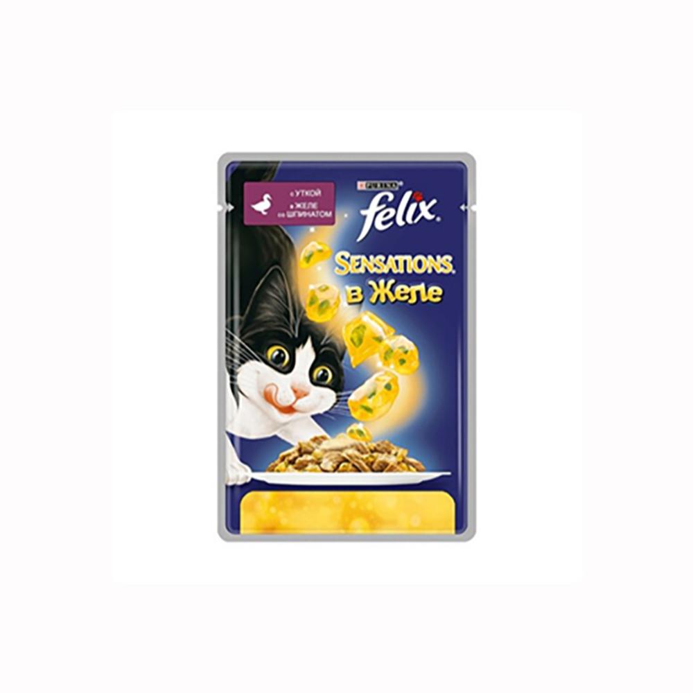 Корм для кошек Felix с уткой в желе с шпинатом 85 гр