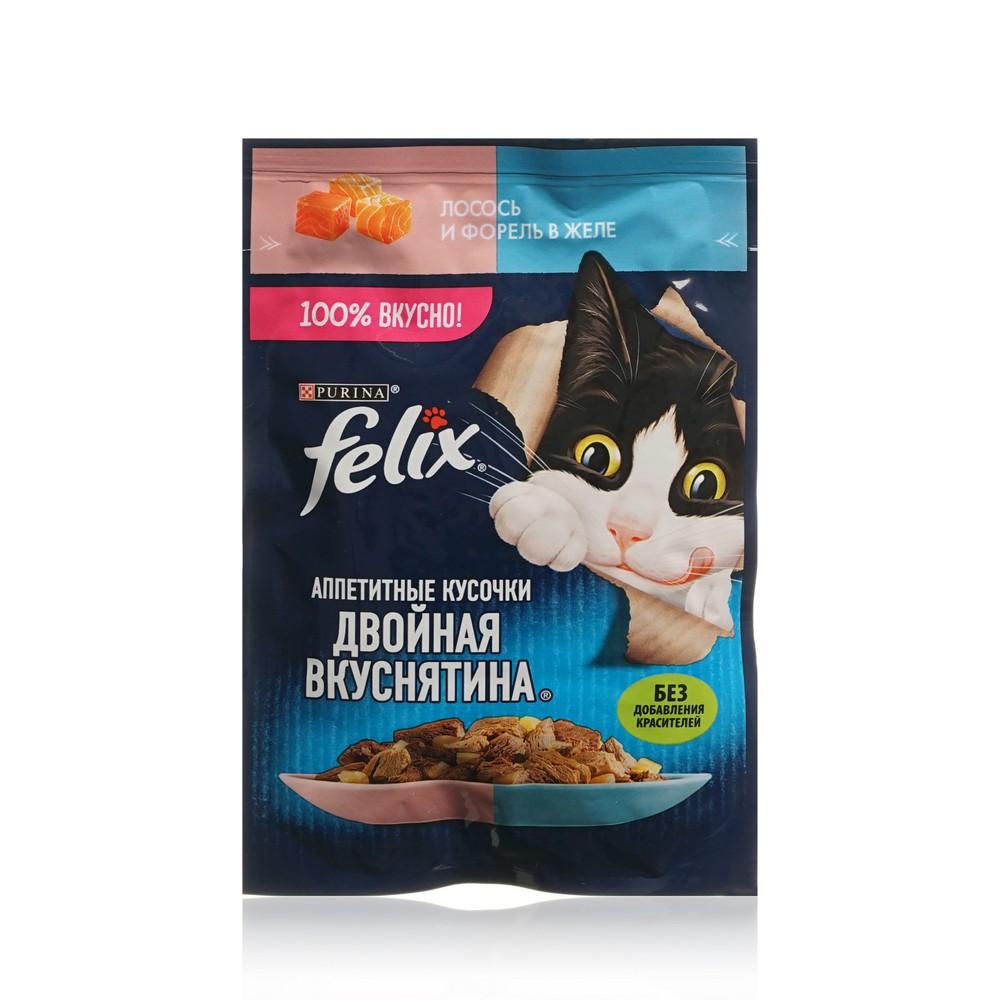 Felix для кошек лосось и форель в желе изображение