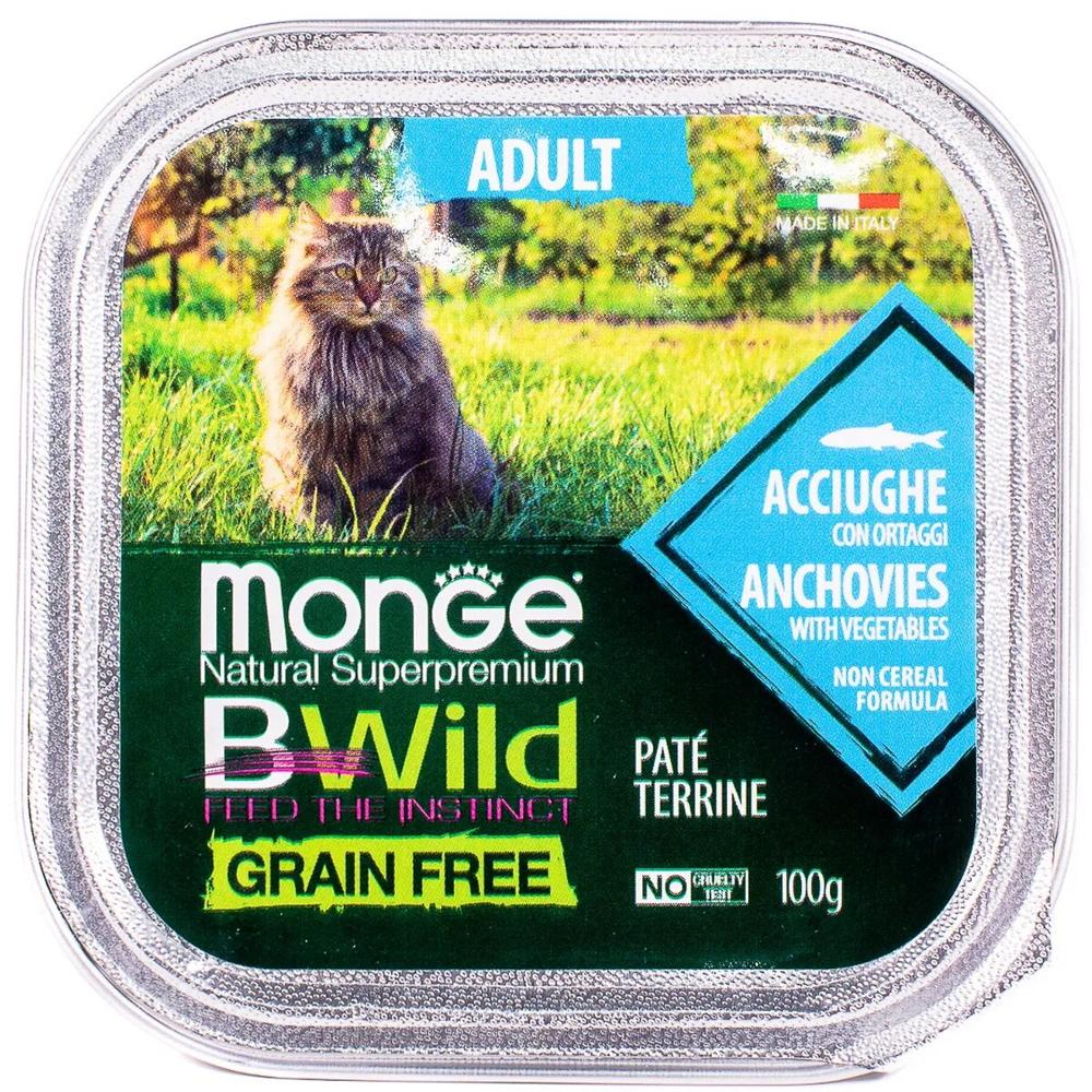 Консервы для кошек Monge Bwild из анчоуса с овощами  изображение