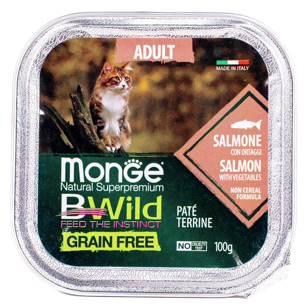 Консервы для кошек Monge Bwild из лосося с овощами 100гр изображение