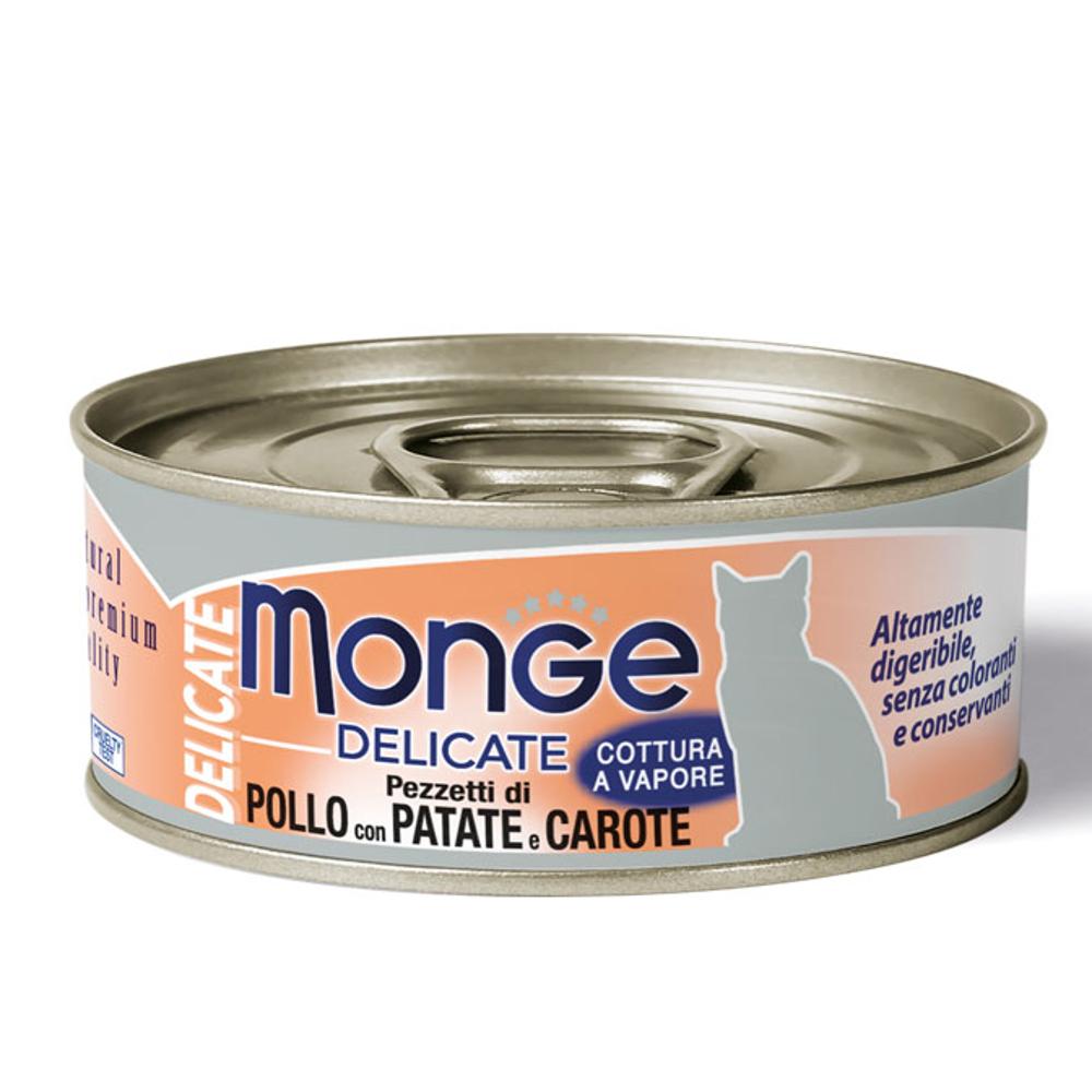 Консервы для кошек Monge Delicate Кусочки курицы с картофелем и морковью 80гр изображение