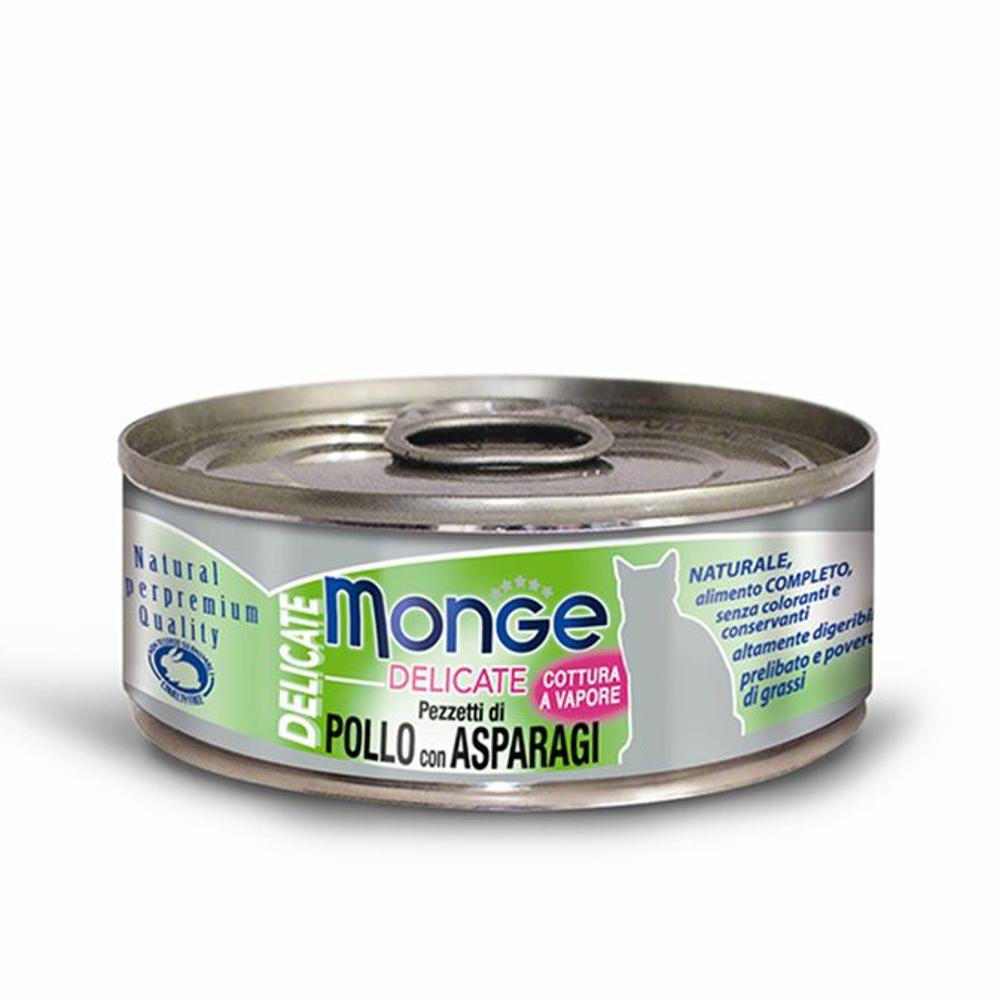 Консервы для кошек Monge Delicate  Кусочки курицы со спаржей 80гр  изображение