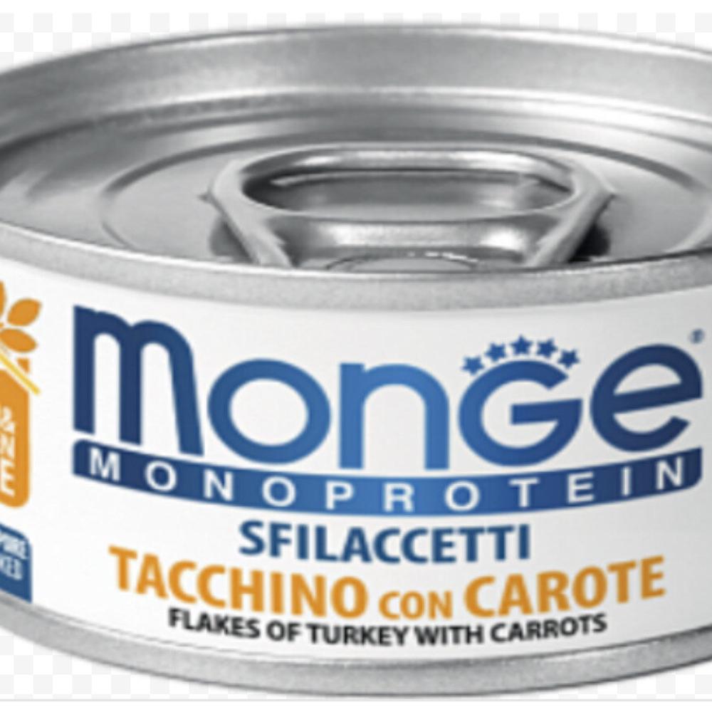 Консервы для кошек Monge Monoprotein мясные хлопья из индейки с морковью 80гр изображение