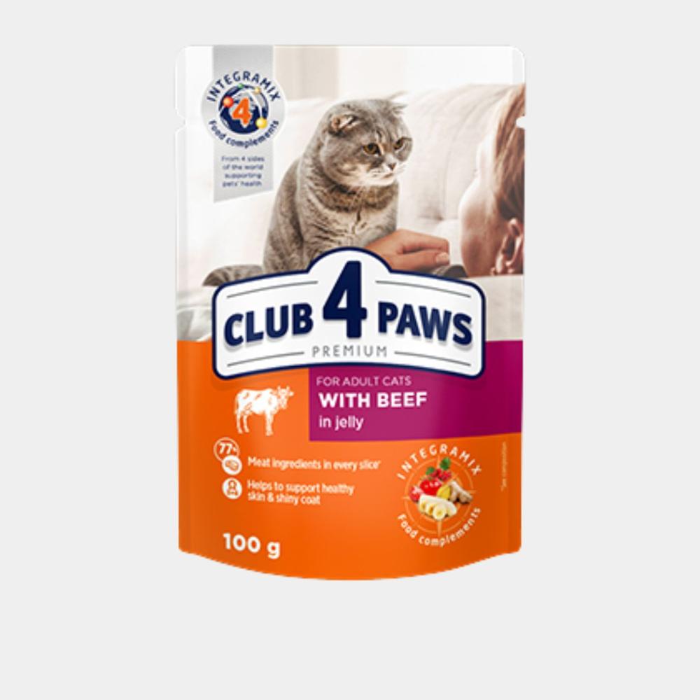 Корм для кошек Club 4 Paws  с говядиной 100гр изображение