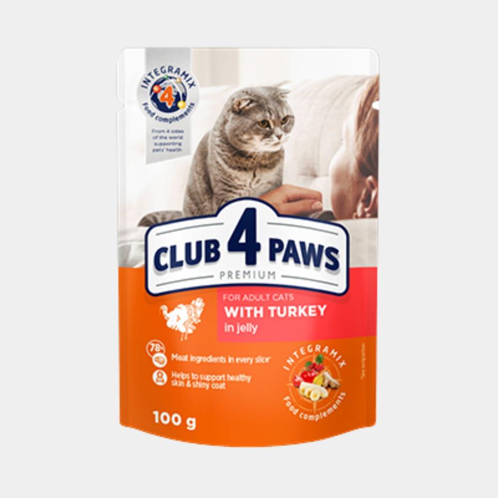 Корм для кошек Club 4 Paws  с индейкой в желе  100гр изображение