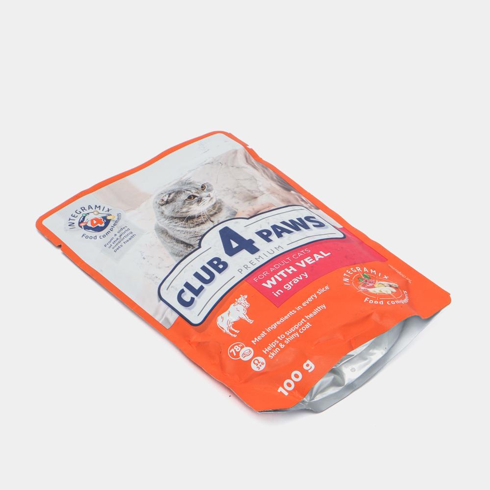 Корм для кошек Club 4 Paws с телятиной в желе 100гр изображение